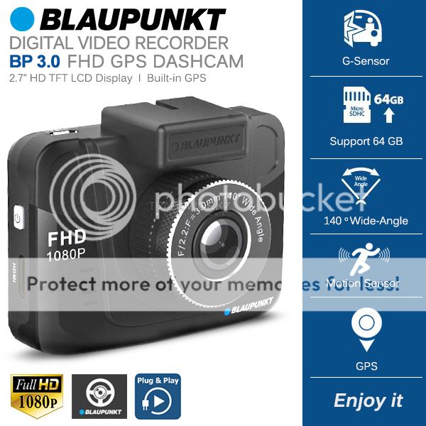 New BLAUPUNKT BP3.0 FHD 1080P Dash Cam Car GPS Camera DVR Digital Video